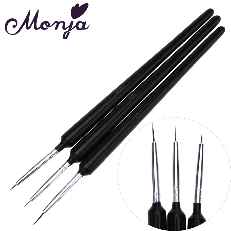Monja 3 шт./компл. 9/11/14 мм Nail Art французский полоски линии Лайнер Кисть для рисования