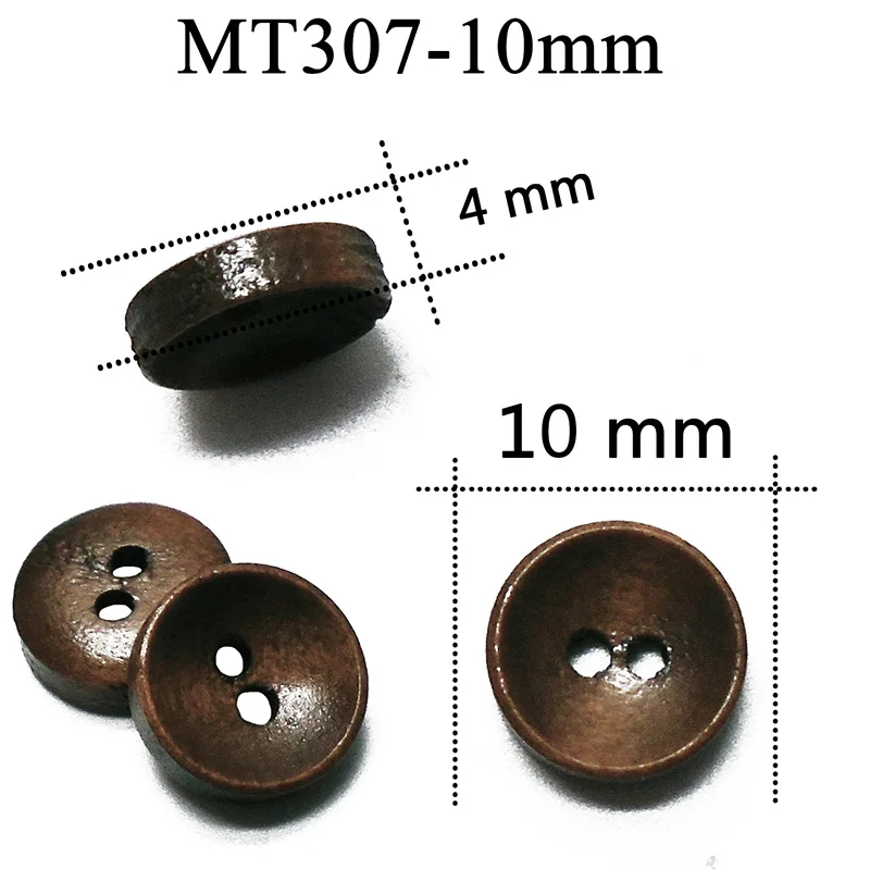 MT307-10mm 100 шт Новые 10 мм-20 мм круглые кофейные пуговицы из натурального дерева 2 отверстия шитье скрапбукинг для женской одежды деревянная пуговица ручной работы - Цвет: MT307-10mm