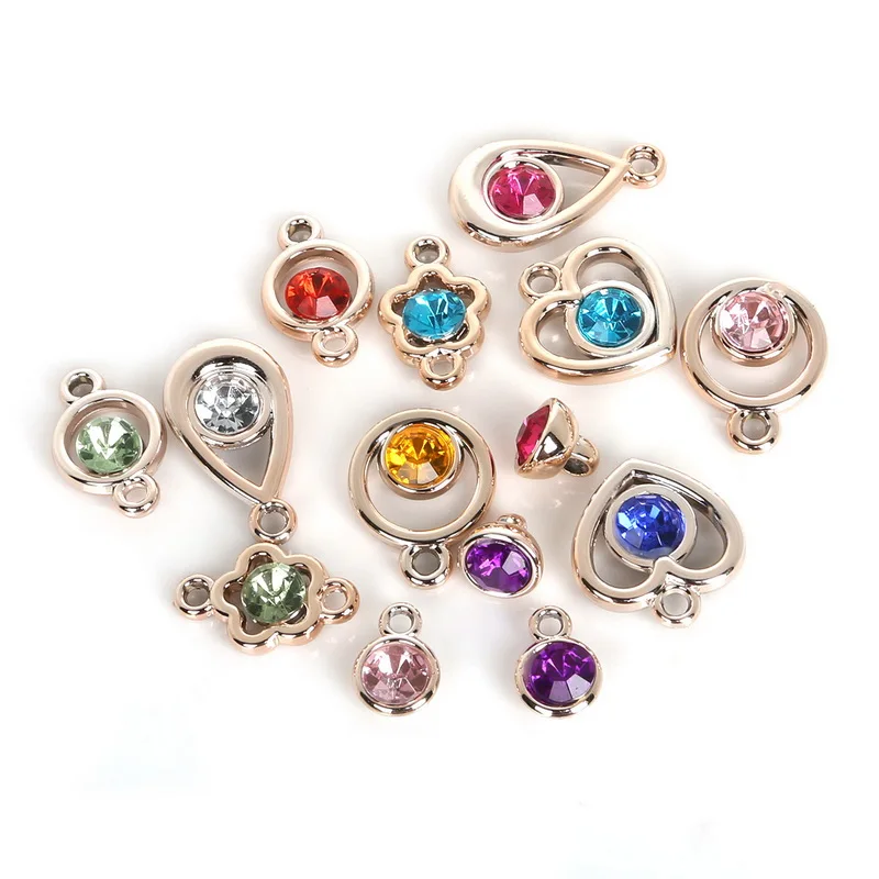 Plastic Acrylic Rhinestone CCB Charms Pendant Flower Colorful Mixable Styles 20pcs/Bag for Making Fashion Jewelry | Украшения и