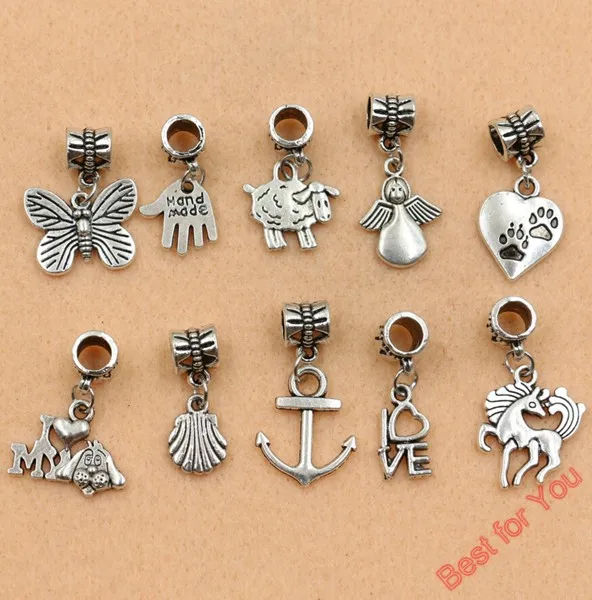 5 шт. античный серебряный тональный браслет с животными лошадь Бабочка овечка