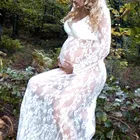 Кружевное платье макси для беременных Фотография реквизит для беременных белыечерные прозрачные платья для беременных модная женская одежда