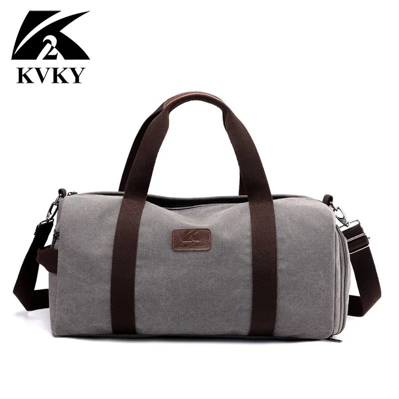 

KVKY Brand Men Travel Bags Large Capacity Women Luggage Travel Duffle Bags Canvas Big Travel Handbag Portable Trip Boston Bag