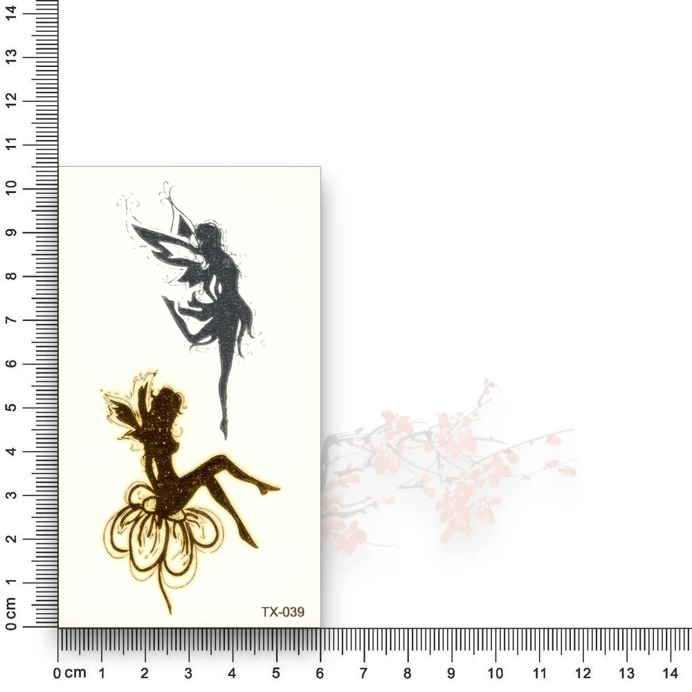 Милый цветок Фея Ангел поддельные татуировки металлик Золотой Серебряный