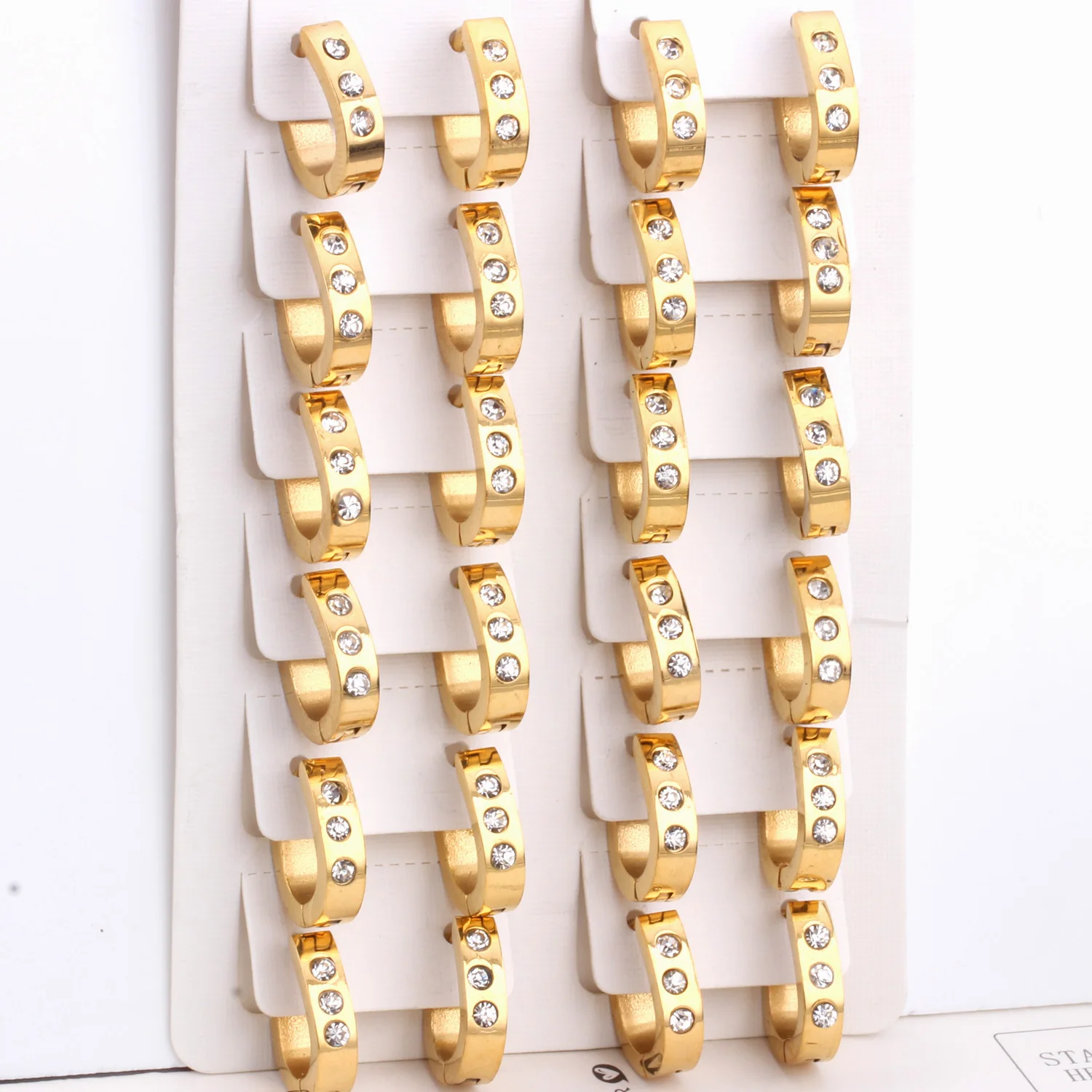 

LUXUKISSKIDS 12 шт./лот золото Сталь 316L нержавеющая сталь циркон корейские ювелирные изделия серьги-кольца для женщин-300901