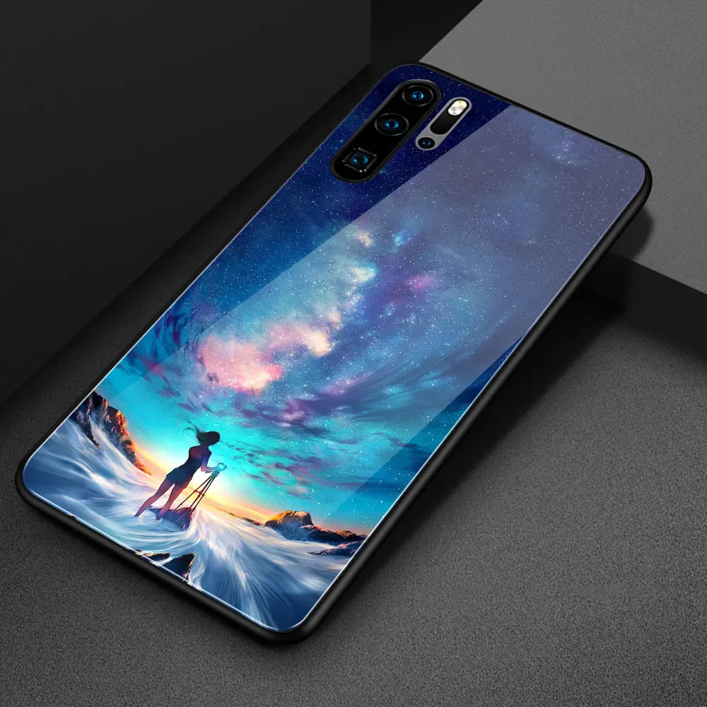 Чехол для huawei p30 pro стеклянная задняя панель фантастический чехол девочки p20 P9 P10