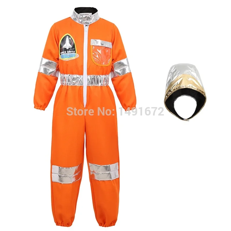 6375A-Orange Костюм космонавта для детей, костюм космонавта, детский комбинезон космонавта, ролевые игры для мальчиков и девочек, для подростков, для малышей, косплей, Хэллоуин, синий - Цвет: 6375A-Orange