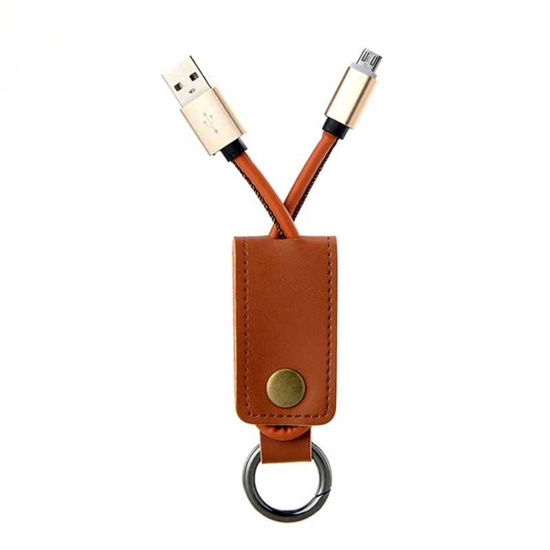 Micro USB кабель брелок из искусственной кожи для телефона зарядный шнур телефонов