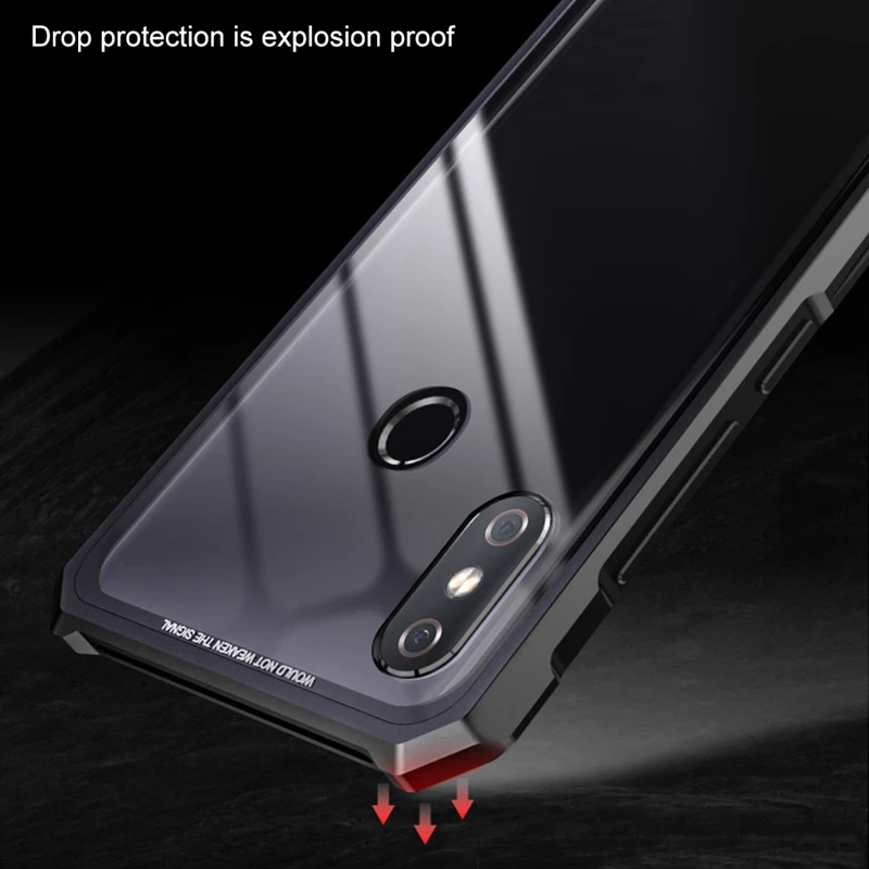 Закаленное Стекло для Xiaomi Mi 8 чехол роскошные назад металлический каркас Броня