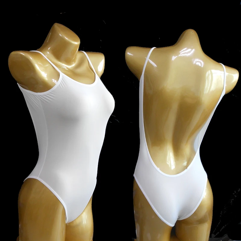 

Sexy Women Ice Silk Transparent Backless High Cut Bodysuit One Piece Swimsuit See Through Erotic Lingerie FX14