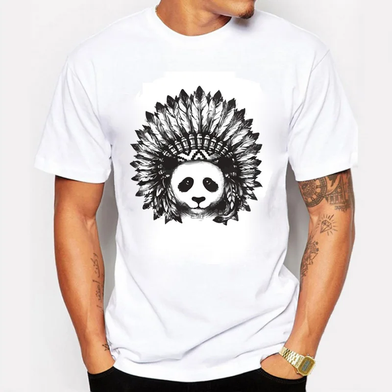 

New Arrival Men's Fashion Panda Printed T shirt Cool Tops Short Sleeve Tees Men Clothing