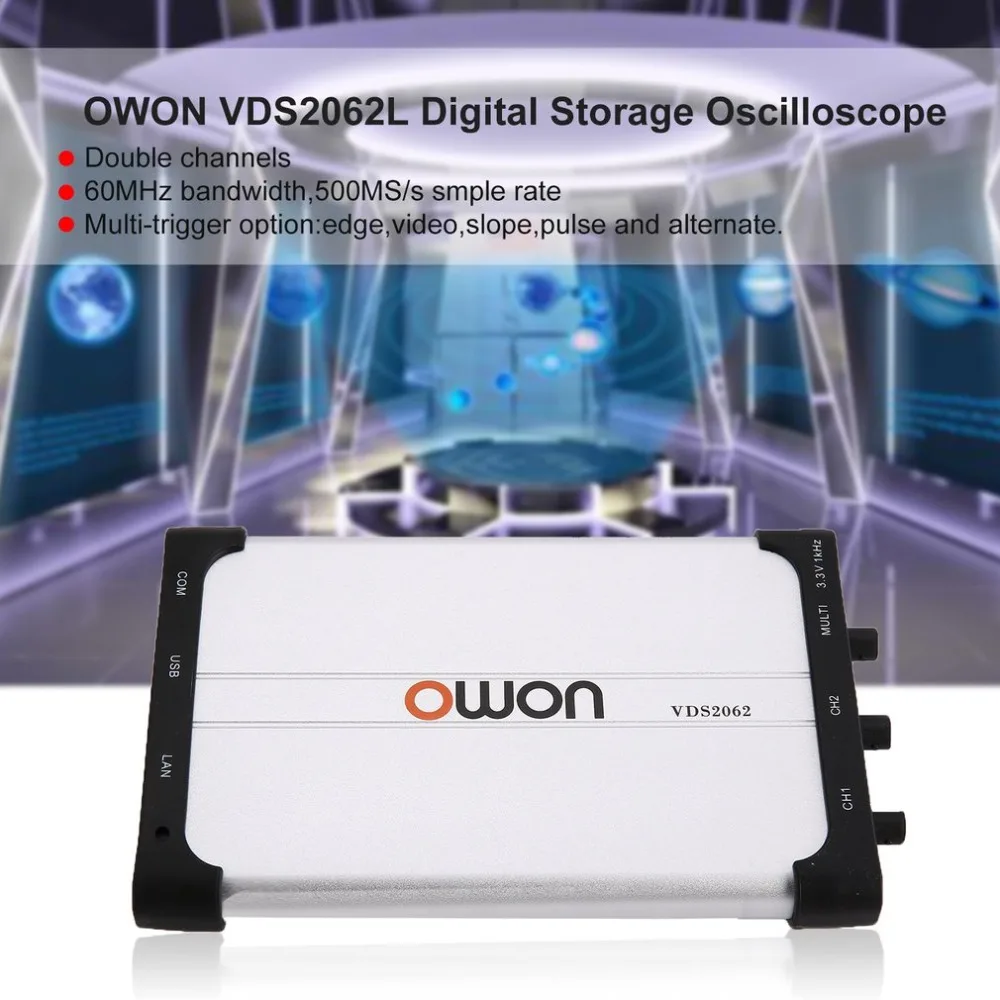 OWON VDS2062L двухканальный ЖК дисплей Супер экономичный тип цифровой осциллограф