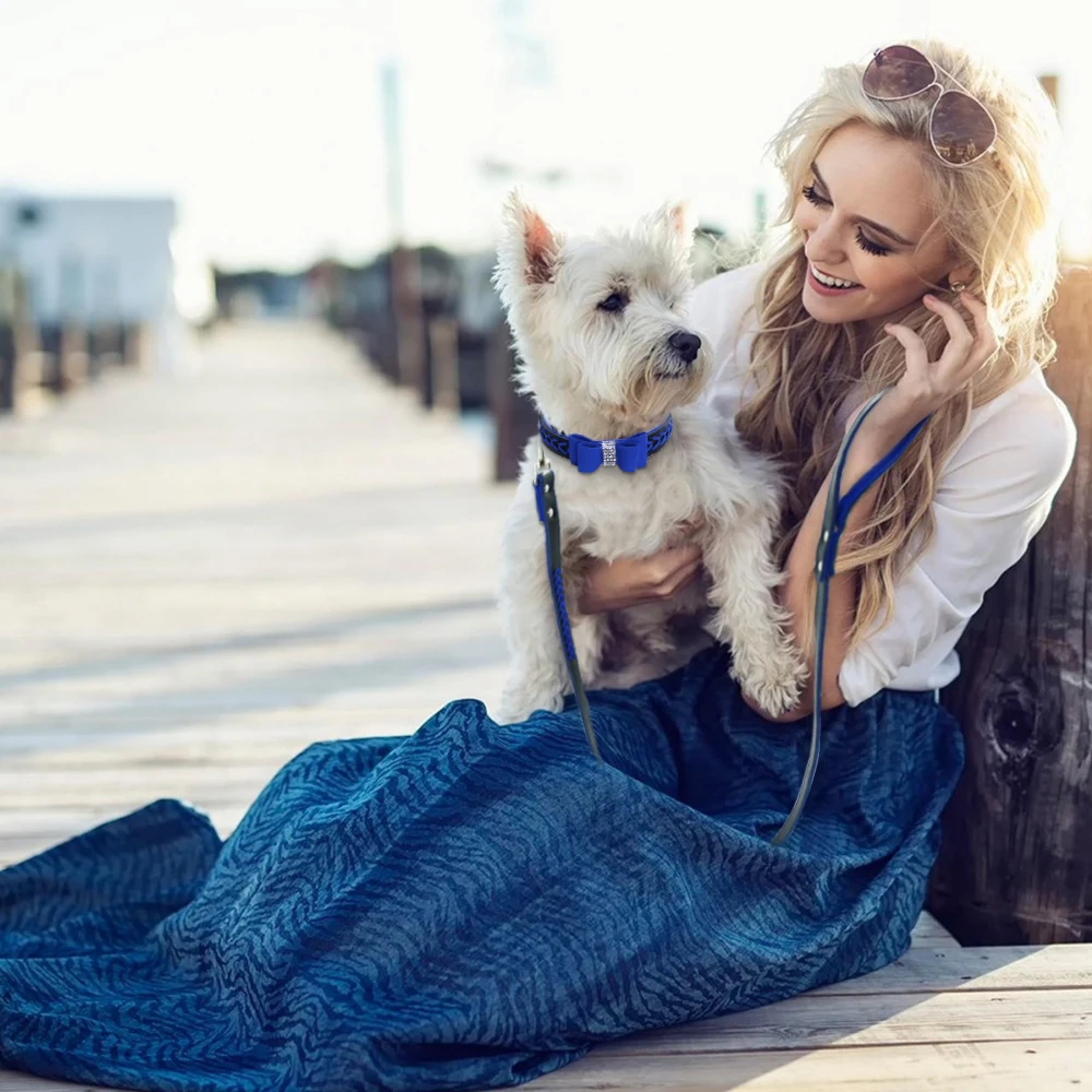 Ошейник для собак из хрустальной замши набор поводков ошейники с бантом поводки
