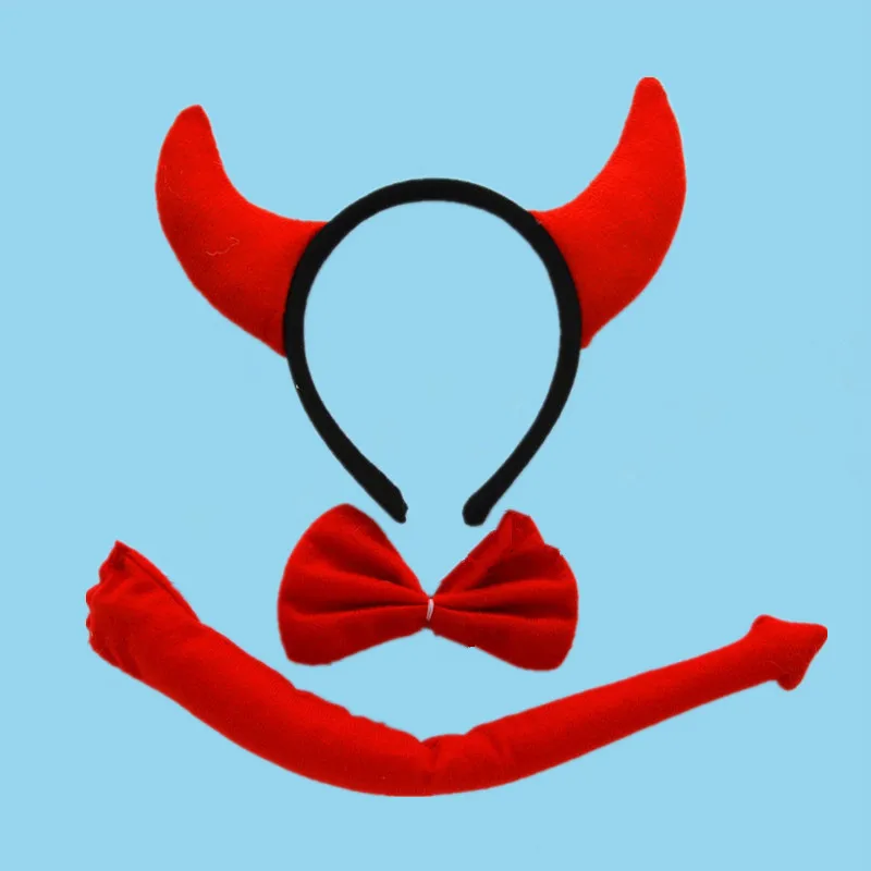 Животное Devil Рога повязка на голову с бантом костюм Хэллоуин вечерние