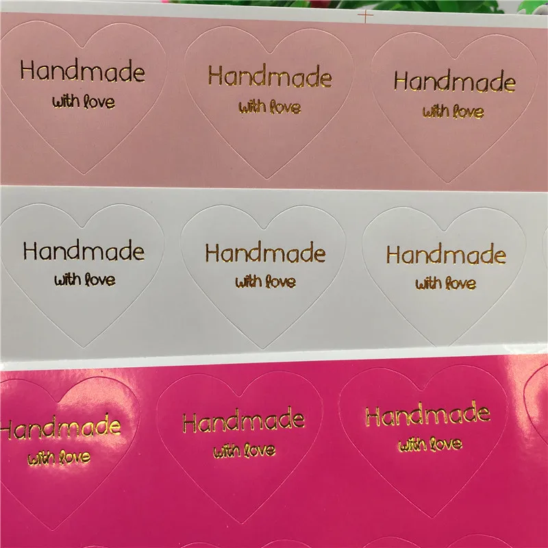 100 шт. бумажные наклейки в форме сердца с надписью Handmade With Love | Дом и сад