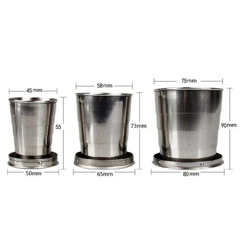 

New Stainless Steel Portable Folding Telescopic Collapsible Outdoor Travel Cup Mug Keychain Hiking MC889