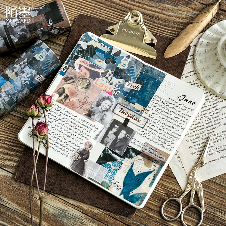 1pc \ коллаж девушки мечта 10 см Широкий DIY Творческий Ретро Милая Лента записки