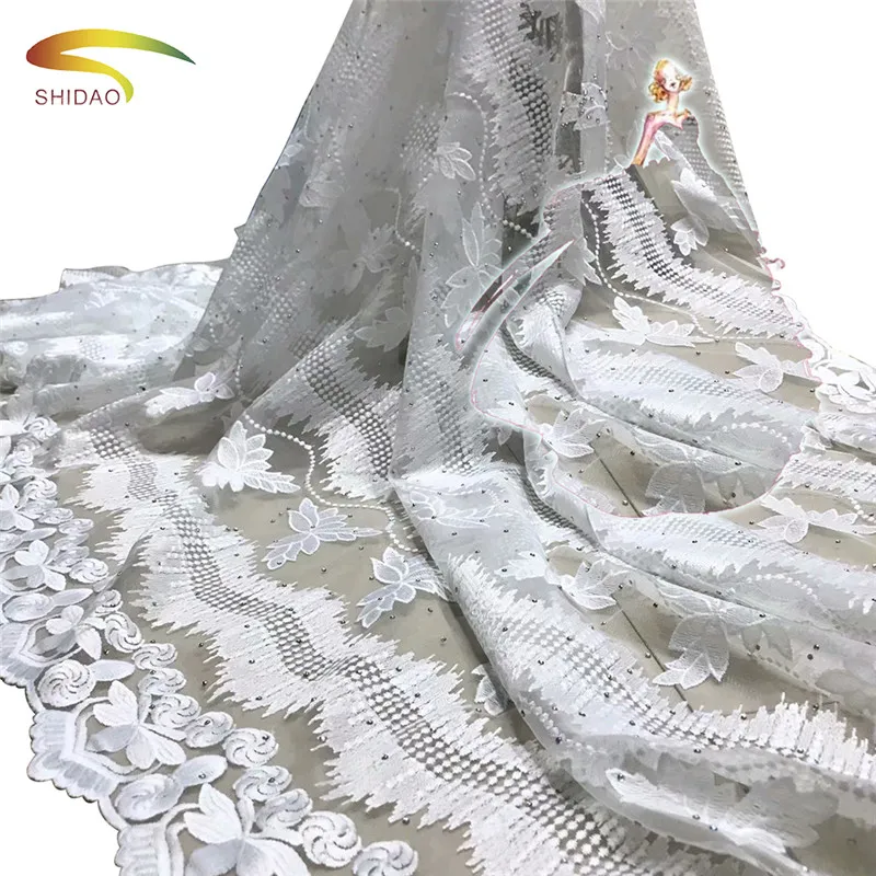 

African Lace Fabric 2019 Embroidered Nigerian Stones Laces Fabric High Quality French Tulle Lace Fabric Sewing Fabric For Women