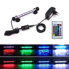 Светодиодный светильник для аквариума, 1929394959 см, 12 в пост. Тока, водонепроницаемый RGB светильник для аквариума с дистанционным управлением, подводная водная лампа, вилка стандарта ЕССШАВеликобританииАвстралии