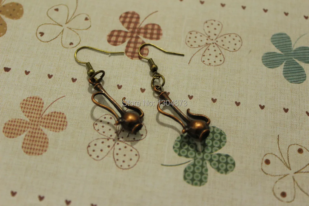 Mini Alice in Wonderland 3D Teapot Charm earring - Vintage Style Jewellery British Teatime Jewelry -Bronze | Украшения и