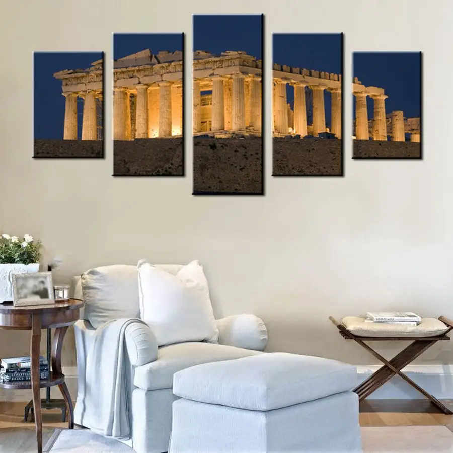 HD Печать Unframe партенон храм акрополис ночной вид пейзаж постер холст настенная