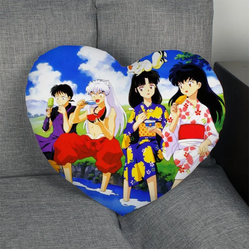 

Custom Inuyasha Heart Pillowcase Custom Zipper Pillow Cover Wedding Home Office Decorative 1pcs custom