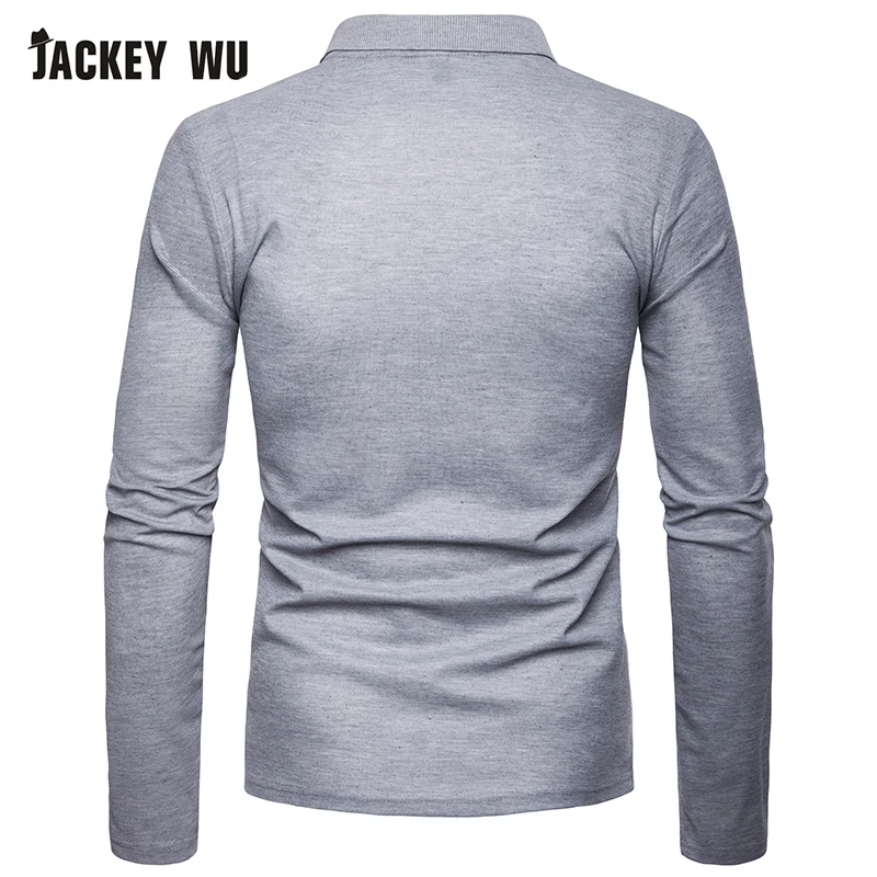 JACKEYWU мужская рубашка поло 2019 модная контрастный цвет длинный рукав хлопок