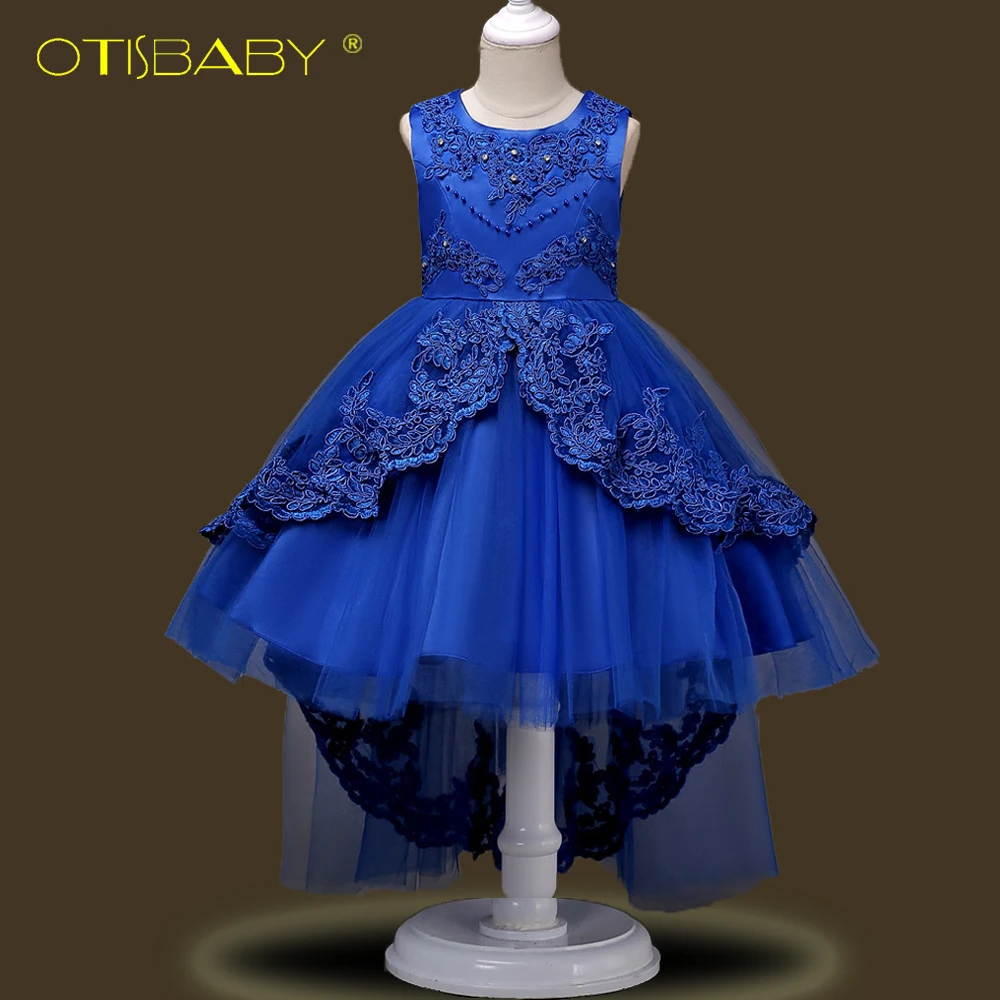

2018 New Children Lace Flowers Wedding Party Dress for Girls Clothing Kids Long Graduation Ceremony Evening Communion Dresses 12