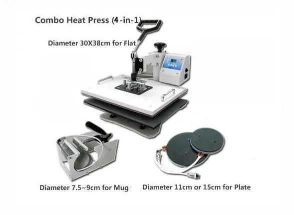 

4 in 1 Sublimation Heat Press Machine for T shirt,Mug,Plate,Hat printing machine DX-401 heat transfer machine