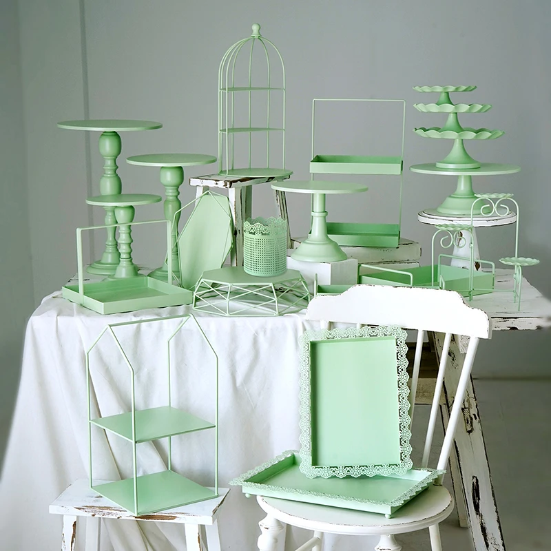 

Green cake stand cupcake trays cake tools home decoration party dessert table suppliers perfume make up storage holders