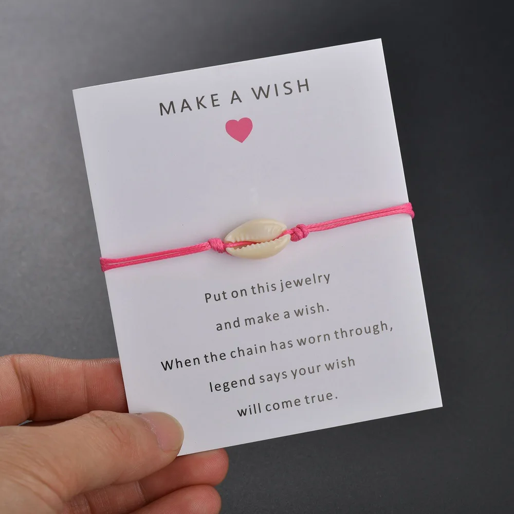 Очаровательный браслет Love Nature Shell из крафт-бумаги подарок с надписью Wish Card