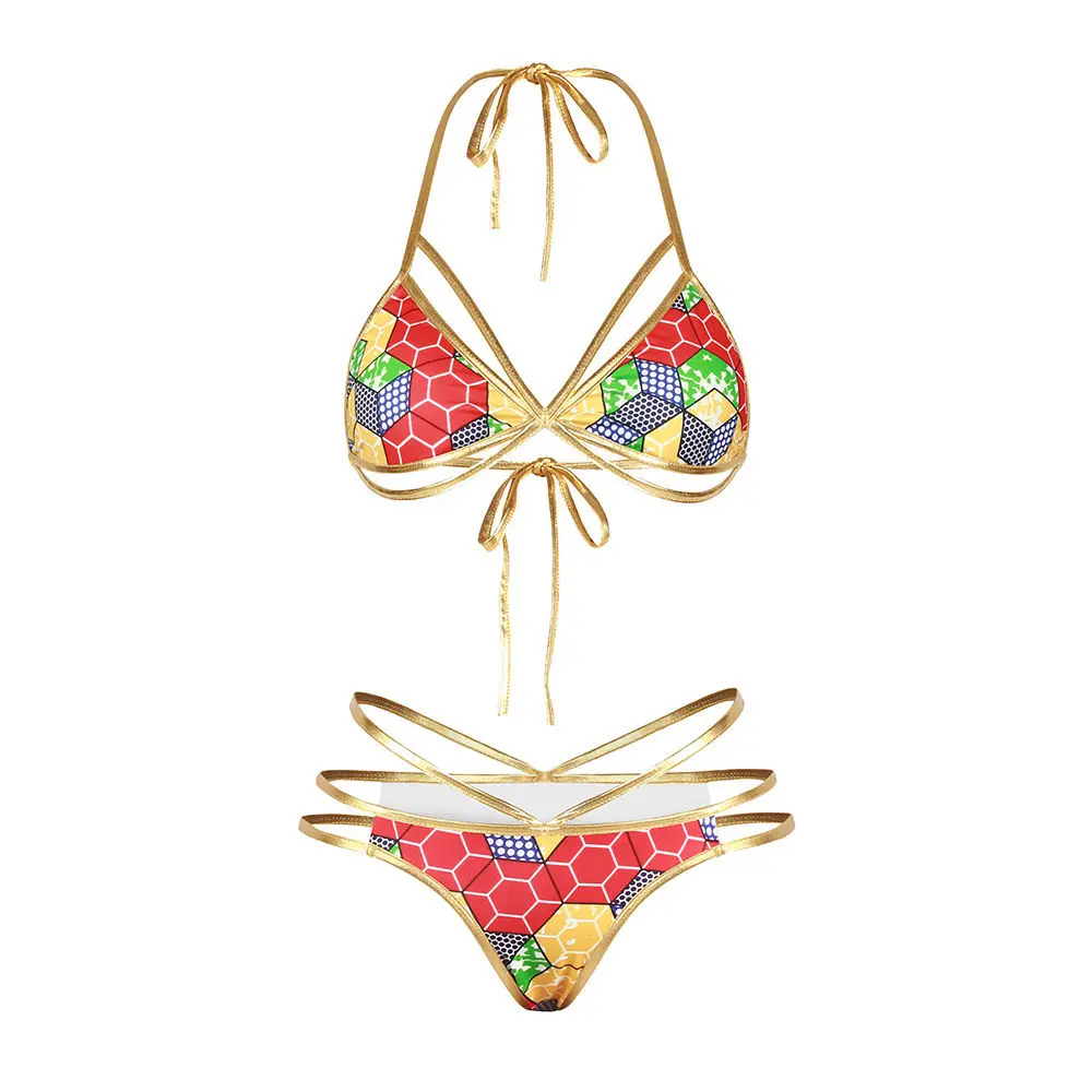 Женский купальник комплект бикини с открытой спиной пуш ап мягкий бюстгальтер