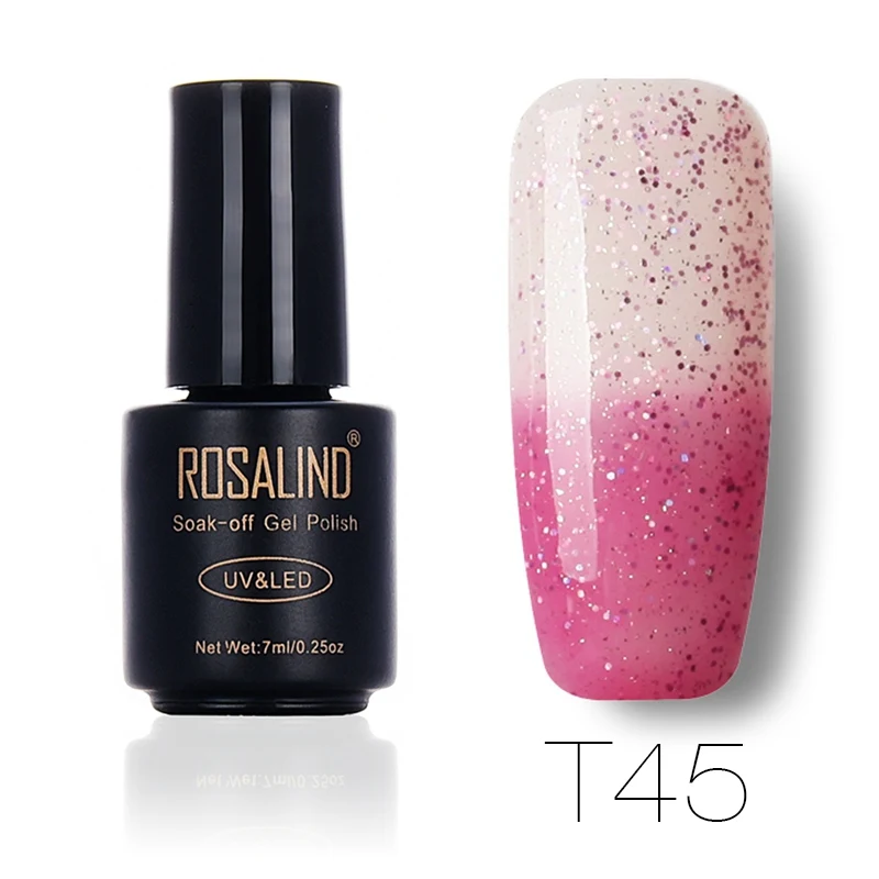 T45 ROSALIND, 7 мл, меняющий температуру, лак для ногтей, отклеивается, лак для ногтей, гель, УФ-лампа для сушки, Термальный цвет, акриловая краска, верхнее Базовое покрытие - Цвет: T45