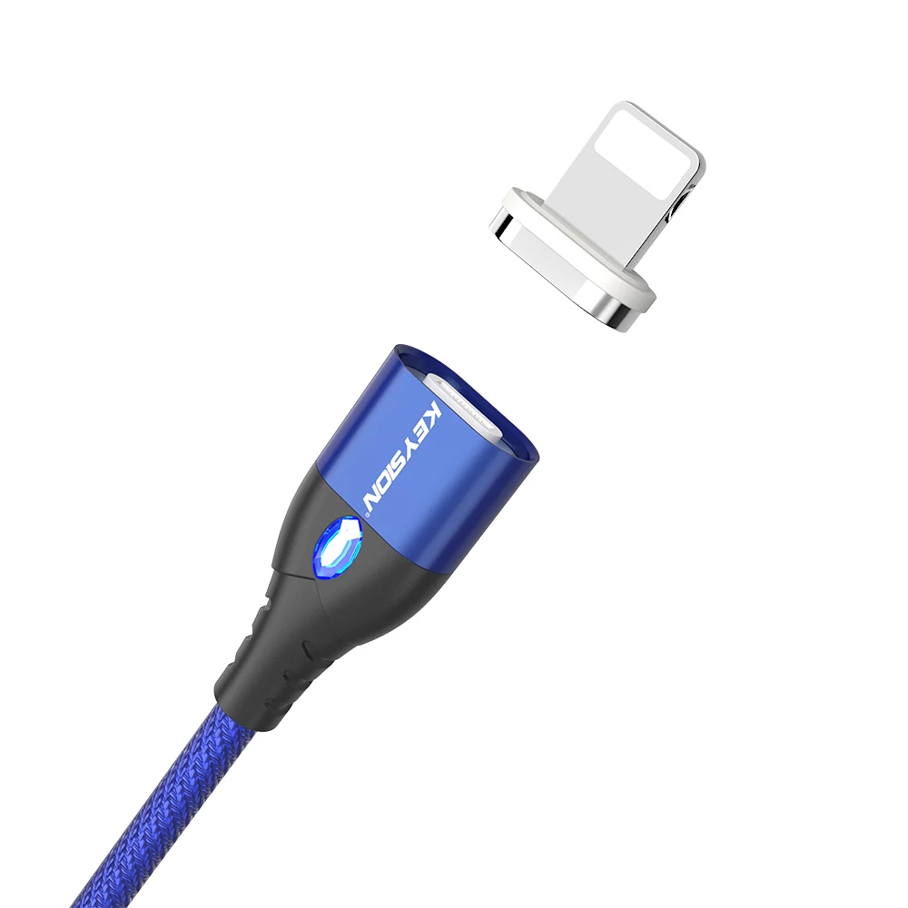 Синий KEYSION 3A Магнитный телефонный кабель mi cro usb type C для samsung S10 Xiaomi mi 9T redmi K20 Pro провод для быстрого заряда для iPhone xr xs - Цвет: Синий