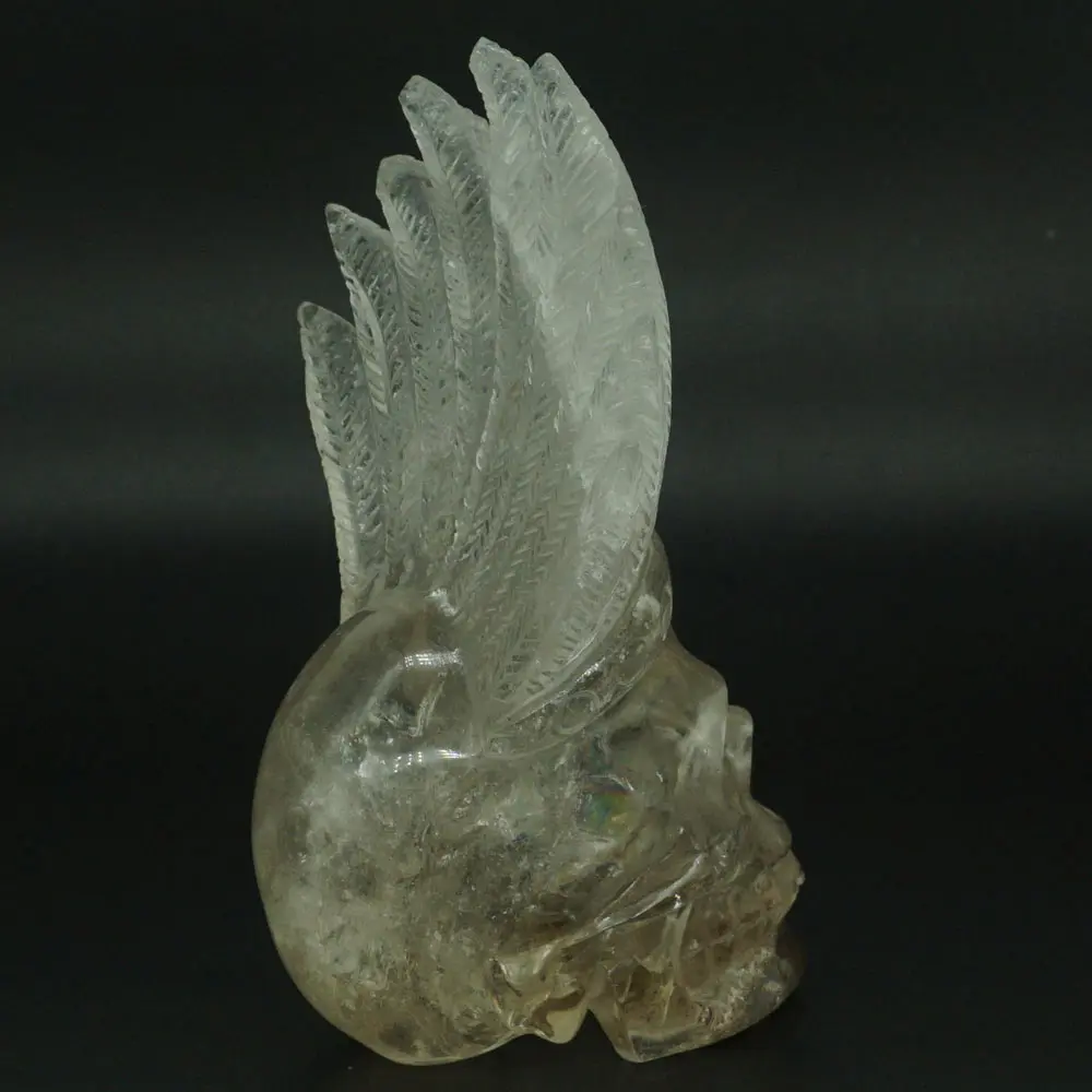 4.8&quotRainbow Clear Quartz India Skull Carving Healing Reiki Office Home Decor | Дом и сад