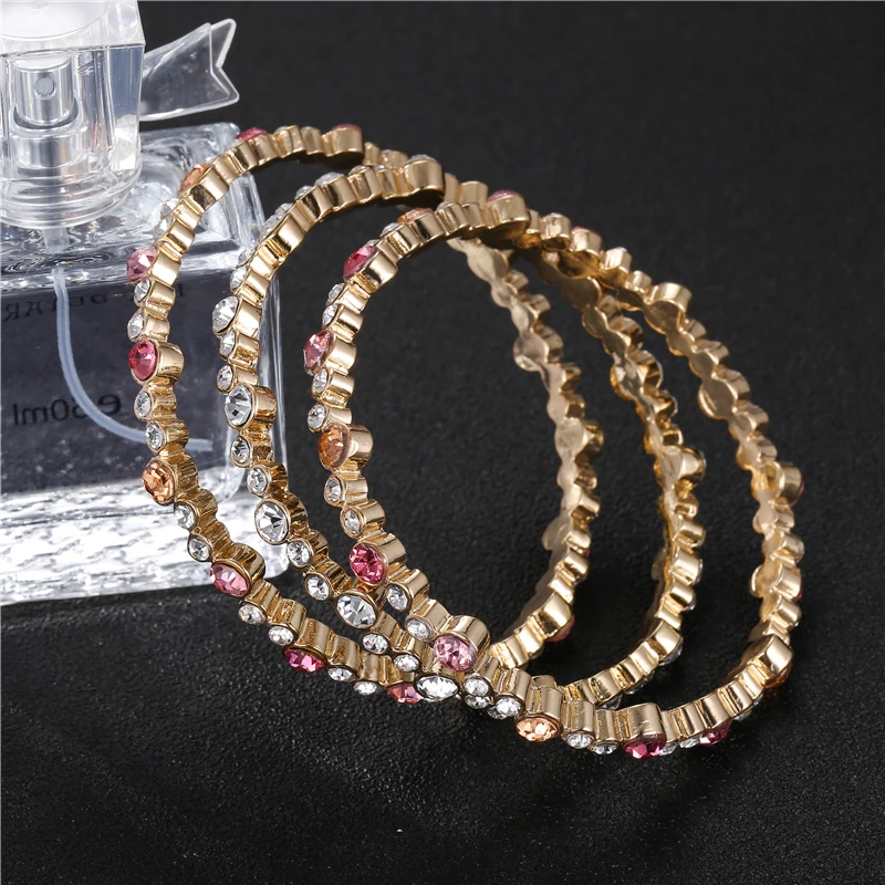 3 шт./компл. Набор браслетов из золотого сплава широкие Стразы в богемном стиле