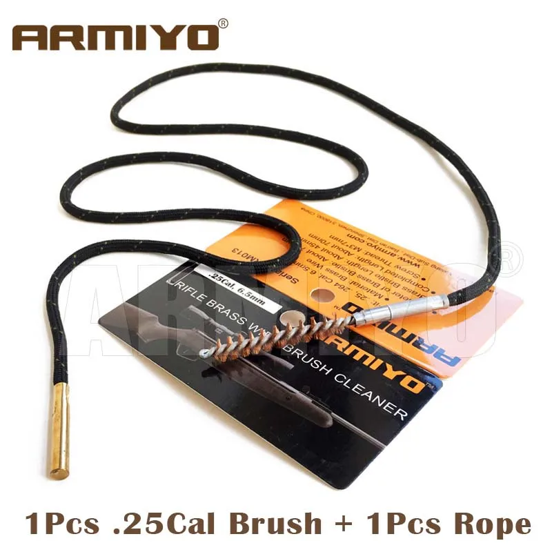 .25Cal Brush 1 Rope Armiyo набор кистей для стрельбы из пистолета, винтовки, ружья, охотничий баррель, чистящий комплект(выберите калибр) винтовая резьба m4 8-32 - Цвет: .25Cal Brush 1 Rope