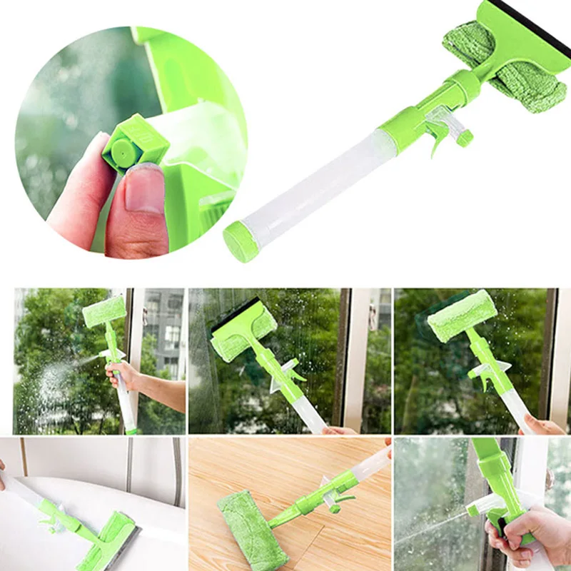 Window Glass Cleaning Scrubber Long Hand Cleaner Brush For Washing Windows Plastic Spray Water Household Multifunction F1227