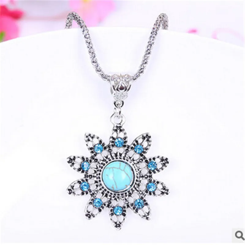 Модный винтажный комплект ювелирных изделий для женщин ожерелье с цветком и