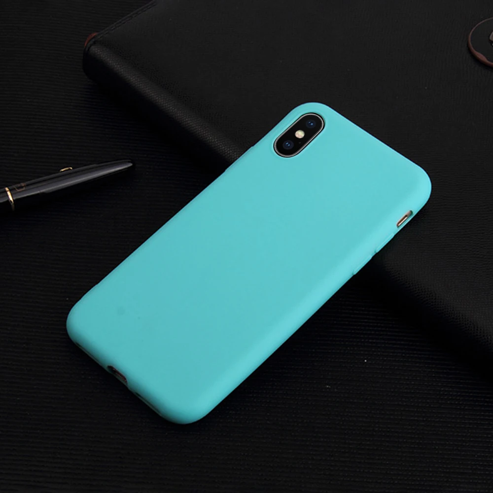 Цветной матовый Силиконовый чехол из ТПУ для iPhone X XR XS Max 6s 6 Plus ультра тонкие чехлы