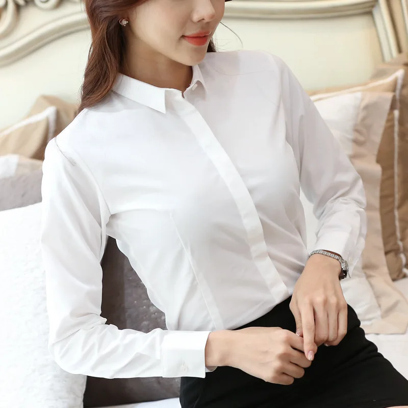 Новинка 2020 блузки с длинным рукавом рубашка женская белая черная Офисная Женская