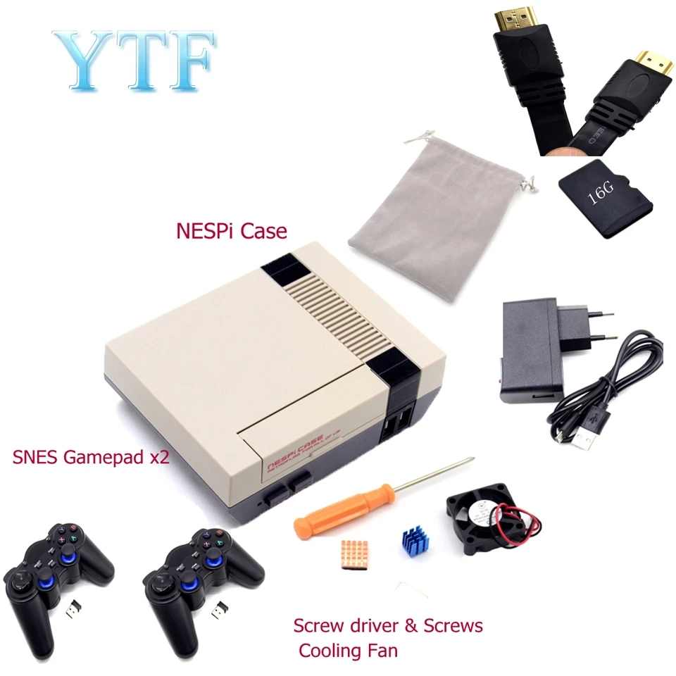 Корпус NESPI NES + карта 16 ГБ вентилятор геймпад 2 шт. адаптер питания ЕС радиатор