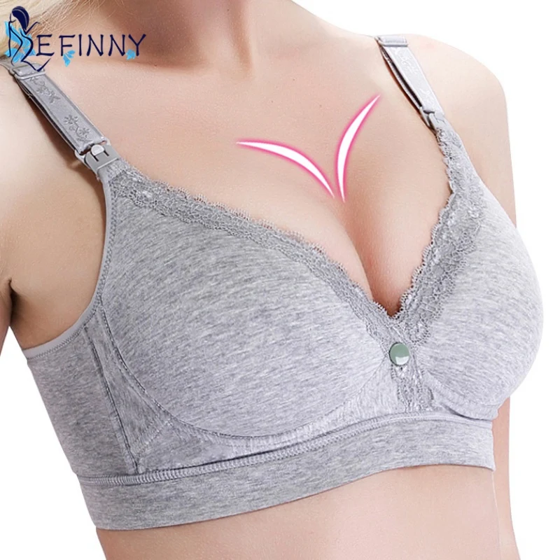 

Women Soft Nursing Pregnant Bras Lace Front Buckles Seamless Wireless Push Up Underwear Nursing Breastfeeding Brassieres Cup