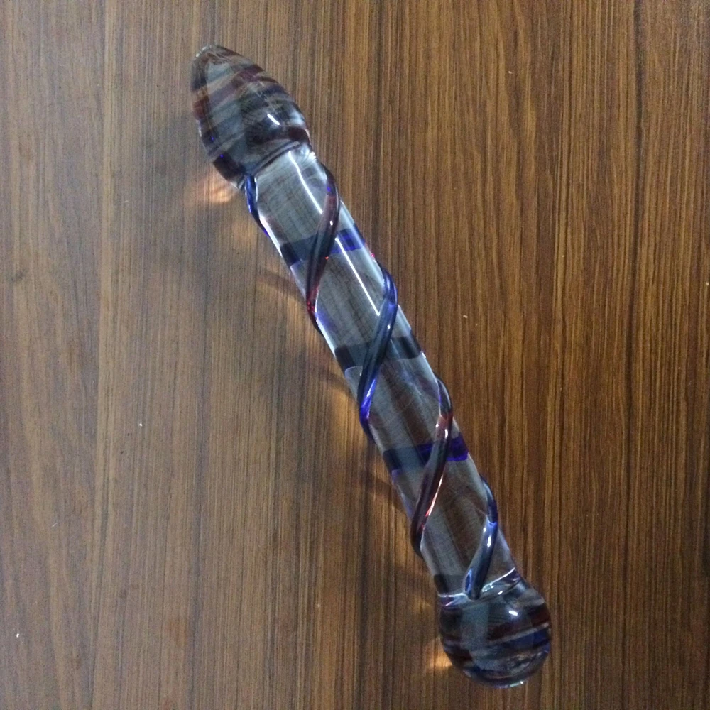 Мой цветной стеклянный фаллоимитатор с двойной головкой имитация кристалла