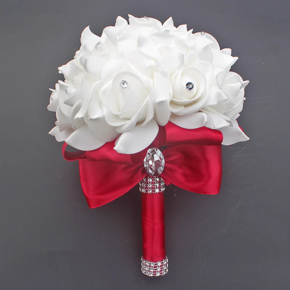 Разноцветный букет невесты подружки свадебный из искусственных роз букеты для с