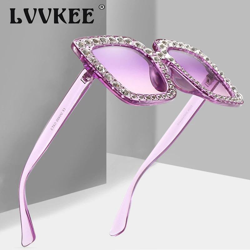 LVVKEE роскошный негабаритных Bling солнцезащитные очки со стразами Для женщин ретро Брендовая дизайнерская обувь алмаз Солнцезащитные очки женские UV400 Óculos de sol