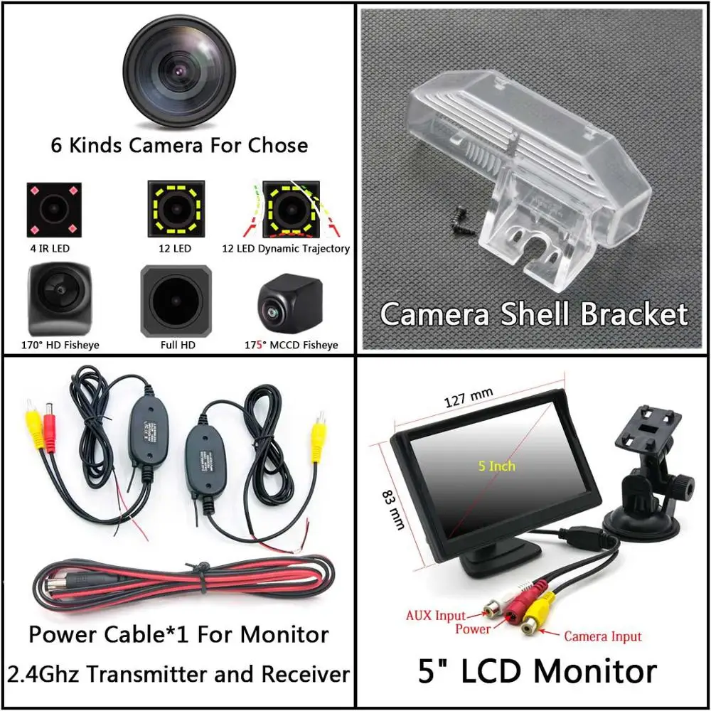 Cam Wireless 5 LCD 175 градусов 1080P Fisheye задний вид автомобиля Камера для Mazda 6 M6 2009 2010 2011 2012 2013 RX-8 Atenza автомобильный монитор - Название цвета: Cam Wireless 5 LCD