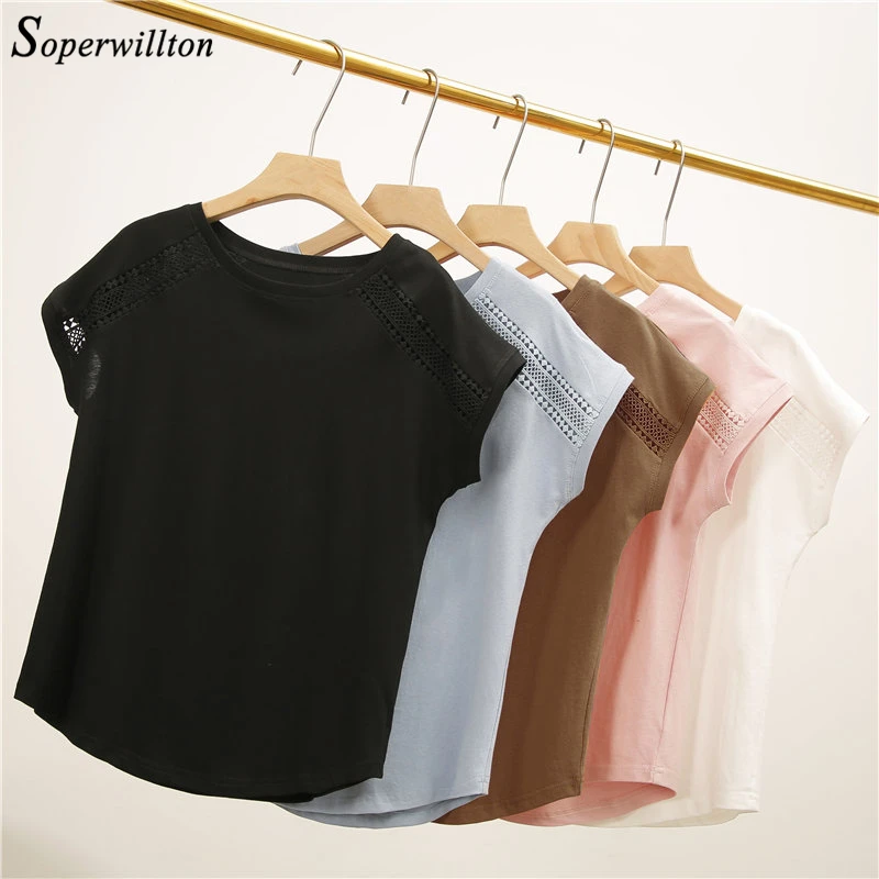 Женская Повседневная футболка большого размера свободная хлопковая Футболка