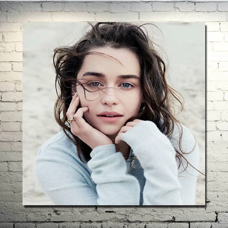 Emilia Clarke в стиле шелковая ретро плакат из ткани и печать Настенная картина Картина