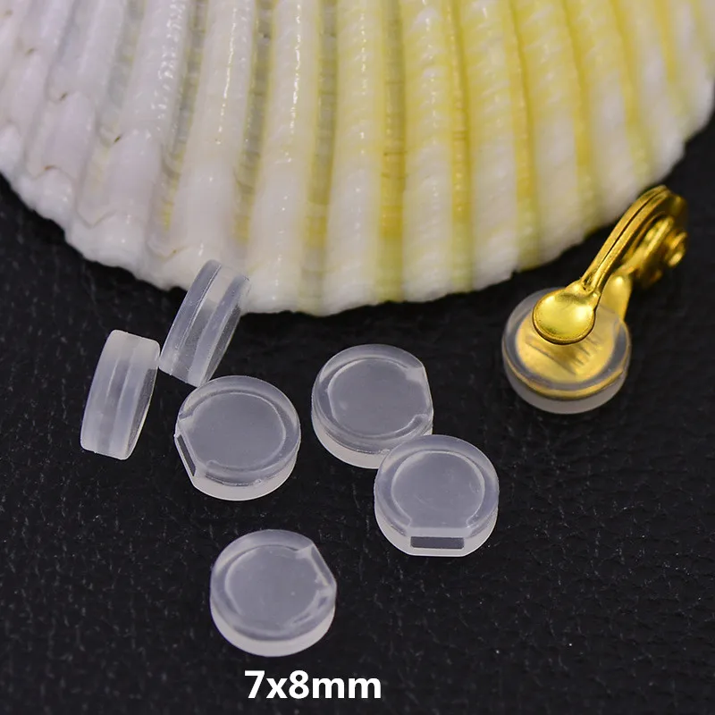 7x8mm 50 шт./лот, 4 размера, подушечки для сережек, силиконовые удобные подушечки для сережек, резиновая задняя часть, круглые затычки для сережек - Цвет: 7x8mm