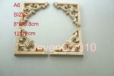 A6-12x12cm деревянный резной уголок аппликация Неокрашенная рамка наклейка на дверь
